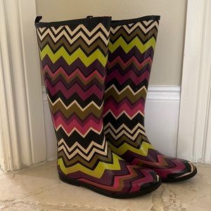 Missoni chevron rain boots